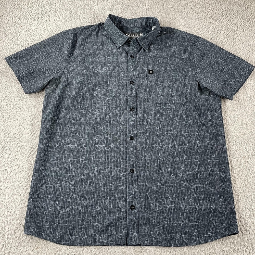 Laird Shirt Mens Large Blue Gray Short Sleeve Button Front Stretch Casual